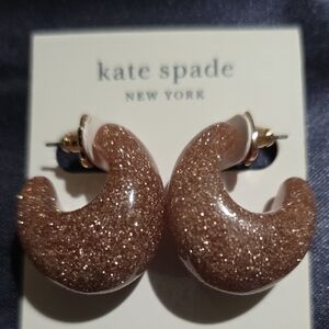 Kate‎ Spade Sparkling Brown Hoop Earrings